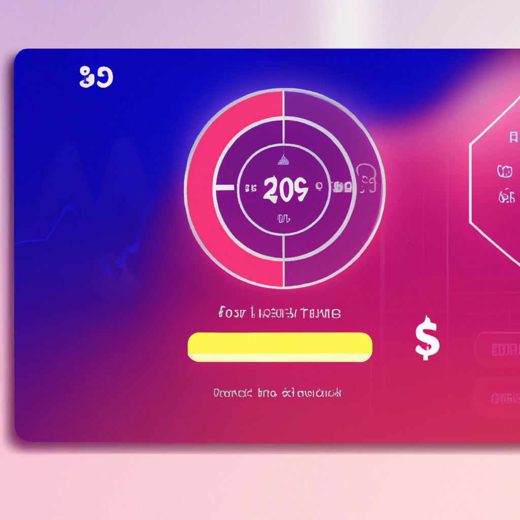 dashboard tile with neon charts and HUD summary